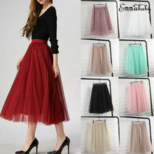 2020 mesh skirts 3 Layers Tulle Skirts Women Party Short Prom Dress Tutu Skirts casual solid Elastic skirts 2024 - buy cheap