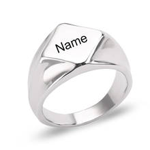 Anillos personalizados de acero inoxidable para mujer, anillo de titanio con piedra de circón grabado con tu nombre y firma de texto 2024 - compra barato
