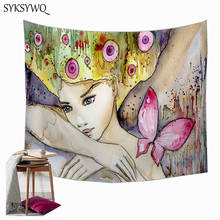 butterfly girls tapestry wall blanket wall rug psychedelic wall carpet home decor large wall cloth 2024 - buy cheap