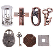 7pcs Lock Metal Puzzle Brain Teaser Puzzle Patience GamesClassic Intelligence for Adults and Children 2024 - buy cheap