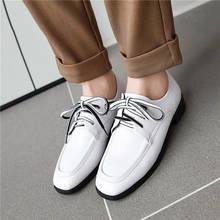 YMECHIC-zapatos blancos y negros de tacón bajo para mujer, zapatillas de tacón grueso con cordones y punta cuadrada, para Primavera, 2020 2024 - compra barato