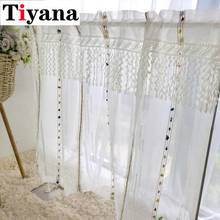 Modern Geometric Sheer Curtains Living Room Kitchen Curtain Voile Tulle Embroidered Striped Window Short Curtains Decoration 2024 - buy cheap