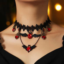 Gothic Chokers Bat Red Stone Sexy Lace Neck Choker Necklace Vintage Victorian Women Chocker Steampunk Halloween Jewelry Gifts 2024 - buy cheap