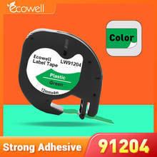 Ecowell-Cinta de etiquetas Compatible con Dymo LetraTag, 12mm, negro sobre verde, para Dymo LT-100H, LT-100T, QX50, 91204, 91224 2024 - compra barato
