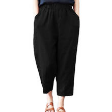 Baggy Harem Pants Women Loose Causal Hippie Joggers Pants Black Trousers Elastic Waist Wide Leg Cotton Linen Pants XXL 2024 - buy cheap