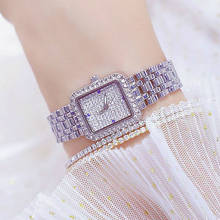 Relógio de pulso de aço feminino, relógio de quartzo com pulseira de diamante estiloso de marca de luxo para mulheres 2018 2024 - compre barato