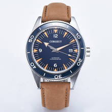Corgpus capa de aço com ponteiro azul, 41mm, moldura azul, pulseira de couro de safira, miyota, relógios automáticos com datas para homens 2024 - compre barato