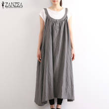 ZANZEA-vestido de verano y otoño para mujer, traje holgado informal con tirantes, Estilo Vintage, 2021 2024 - compra barato