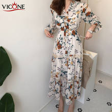 Vitone-vestido de verano Retro para mujer, prenda informal de manga larga con estampado Floral, estilo vendaje, elegante, 2020 2024 - compra barato