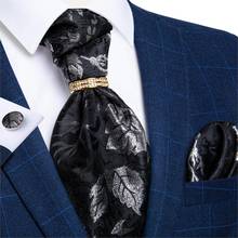 Silver Leaf Black Fashion Men Ascot Cravat Ties Self British Style Gentleman Polyester Ascot Neck Tie Luxury Tie Ring DiBanGu 2024 - buy cheap