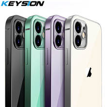 Keysion capa revestida quadrada de luxo, para iphone 11 pro max, macia, fina, transparente, proteção de celular, para iphone 11, 12 2024 - compre barato