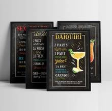 Vintage Cocktail Ice Cold Drink Canvas Painting CUBA LIBRE Retro Blackbord Drawing Coffee Bar Pub Club Wall Posters Home Decor 2024 - buy cheap