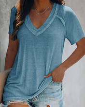 2021 Summer Daily Wear V Neck Solid Short Sleeve Loose Casual Women's T-shirts Loungewear Ladies Oversized Tops 5XL Plus Size 2024 - buy cheap