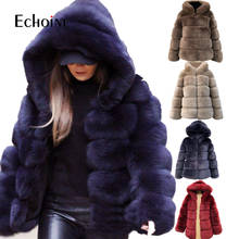 Echoine 2021 inverno feminino casaco de pele do falso peludo recortado teddy casacos casacos fofo casaco superior com capuz manteau plue tamanho 4xl 2024 - compre barato