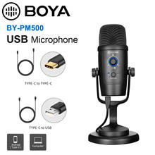 BOYA BY-PM500 Настольный конденсаторный микрофон кардиоидный всенаправленный для USB компьютера ПК Type-C Android смартфона 2024 - купить недорого