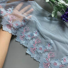 3 yards Lace Fabric Sky Blue Leaf Blossom Flower Mesh Flowers Tulle Mesh Lace Wide Clothes Accessories For Garments And Wedding 2024 - buy cheap