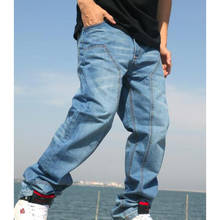 New plus size jeans men's hip-hop trousers skateboard men jeans hiphop clothes Bottoms long pants 30-46 2024 - buy cheap
