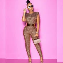 Elegant Celebrity Evening Sequin Jumpsuit Women Rompers Sleeveless Skinny Sparkly Party Glitter Female Overalls Club Outfits 2024 - buy cheap