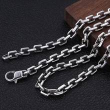 New Heavy  solid S925 pure Silver Men Necklace Creative Fashionable Man Pop Box Chain Thick Maniac 7MM Silver Necklace for Men 2024 - buy cheap