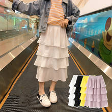 Faldas a capas para niñas pequeñas, vestido de baile, verano, otoño, blanco, rosa, negro, amarillo, falda larga, ropa para niños, 2022 2024 - compra barato