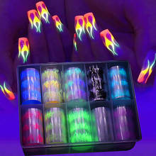 10 rollos de pegatinas de transferencia de lámina luminosa para uñas, diseño con estampado de llamas que brillan en la oscuridad, calcomanías artísticas de manicura para mujeres y niñas 2024 - compra barato