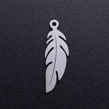 10pcs/lot Stainless Steel Feather Charms High Polished DIY Jewelry Making Accessories 20.5*6mm 2024 - buy cheap