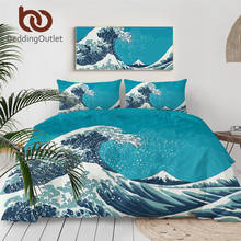 BeddingOutlet Great Wave Bedding Set Ocean Theme Duvet Cover 3-Piece Mount Fuji Bedspreads Queen Vintage Japanese Home Textiles 2024 - buy cheap