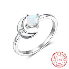 925 Sterling Silver Opal Stone Rings for Women Adjustable Open Finger Rings Korean Style Clear CZ Moon Rings Wedding Jewelry 2024 - buy cheap