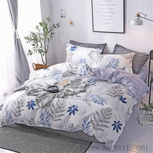 Home Textile Bedding Sets White Leaf Print Duvet Cover Pillowcase Bed Sheet Children and Adult Bed Linen Single Queen King Size 2024 - buy cheap