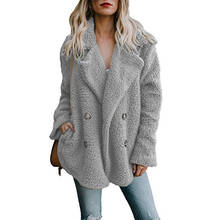 Jaqueta feminina manga comprida lisa, casaco feminino abotoadura lisa plus size moda inverno 2020 2024 - compre barato