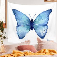 Manta colgante de pared con diseño de mariposa, tapiz indio para decoración del hogar y dormitorio, color azul 2024 - compra barato