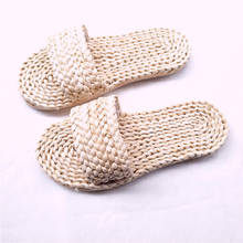 JARYCORN 2020 summer Handwoven Seagrass Slippers for Women Straw Sandals  unisex home shoes  handmade men's straw slippers 2024 - buy cheap