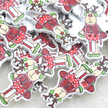 New 10/50/100pcs Christmas deer 35*19mm Wood Buttons Sewing Mix Lots WB323 2024 - buy cheap