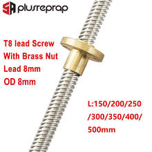 T8 Lead Screw OD 8mm Pitch 2mm Lead 8mm 150mm 200mm 250mm 300mm 350mm 400mm 500mm with Brass Nut for Reprap 3D Printer Z Axis 2024 - buy cheap