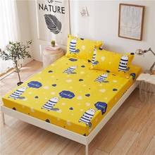 1pc 100% polyester Cartoon printed fitted sheet with elastic brand mattress cover single/double size fitted sheet(No pillowcase) 2024 - buy cheap