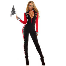 Sexy Women Racer Cosplay Fancy Costume Long Sleeves Race Car Driver Jumpsuit with Gloves 2024 - buy cheap