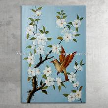 Hand Painted Canvas Art Modern Wall Decoration Landscape Birds And Flowers Oil Painting Wall Mural Pictures For Living Room Home 2024 - buy cheap