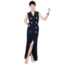 New 2020 Runway Designer Dress Women's Long Sleeveless vestido Notched Collar Double Breasted Buttons blazer Dress hiver P201 2024 - buy cheap