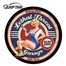 JumpTime 13cm x 13cm Sexy Beauty Pin up Girl Lethal Garage round sign Car Stickers Waterproof Car Windows Decal 2024 - buy cheap