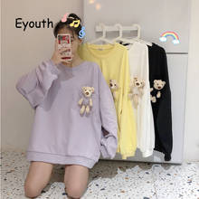 Winter Sweatshirts Round Neck Long Sleeve Top For Women  2020 New Autumn 3D Bear Korean Style Loose All-match Hoodie Oversized 2024 - buy cheap