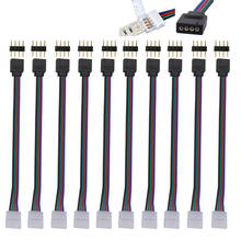 10 pces 10mm led strip conector 4 pinos macho fêmea pcb conector cabo para rgb 5050 3528 tiras led iluminação portátil acessórios