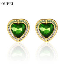 OUFEI Stainless Steel Stud earrings For Women Accessories Heart Crystal Earrings Bohemia Fashion Jewelry Brincos Earrings 2019 2024 - buy cheap