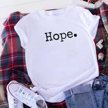 Hope-Camiseta divertida para Mujer, Tops de manga corta a la moda, Camiseta de algodón con cuello redondo para Mujer, Camiseta holgada informal para Mujer 2024 - compra barato