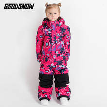 GSOU SNOW Kids One Piece Ski Suit Girls Snowboard Clothing Windproof Waterproof Super Warm Children Hooded Winter Jacket Overall 2024 - buy cheap