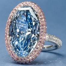 Модное большое овальное кольцо с голубым цирконием серебряного цвета, обручальное кольцо для женщин, подарок, оптовая продажа 2024 - купить недорого