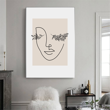 Figuras de línea abstracta con cara, carteles nórdicos minimalistas e impresiones, cuadro sobre lienzo para pared, imágenes para decoración para sala de estar 2024 - compra barato