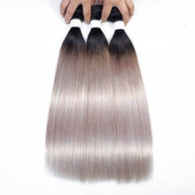 Pacotes de cabelo humano peruano cor t1b/prata ombré, 1 peça, 12-26 polegadas, 1b/cinza 2024 - compre barato