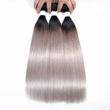 Colored Hair Bundles T1B/Silver Ombre Straight Human Hair Bundles 1 Piece 12-26 Inches 1B/Grey Peruvian Human Hair Bundles deal 2024 - buy cheap