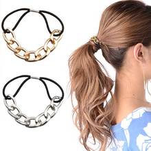 New Women Girls Hair Accessories Punk Style Metal Circle Hair Bands Vintage Elastic Rubber Band Ponytail Hair Rope Scrunchy 2024 - buy cheap