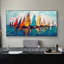 Modern Sailboat Colorful Oil Painting Printed on Canvas Big Size Nordic Wall Picture for Living Room Landscape Canvas Painting 2024 - buy cheap